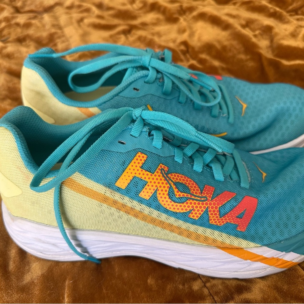Hoka Turquoise and Lemon Athletic Shoes 8.5 wide